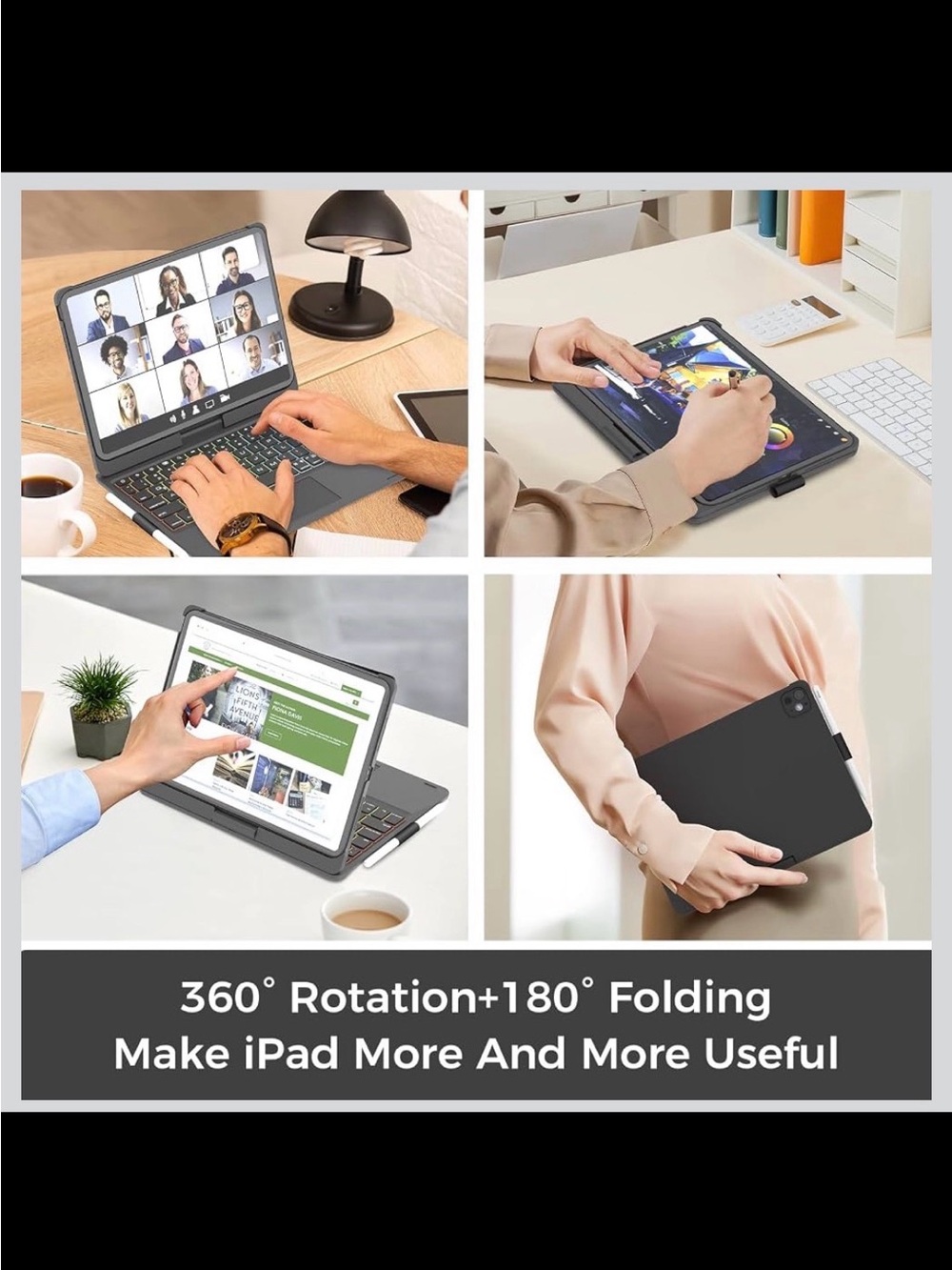 Keyboard Case for iPad 10/11th Gen - 360° Swivel, Backlit, Trackpad - New in Box - Picture 7 of 8